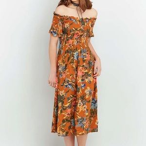 Floral spring / summer dress. Off shoulder